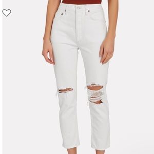 Agolde Riley high rise straight crop jeans in veil
